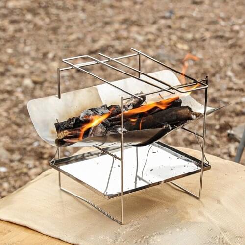 Camping Equipment Portable Folding Outdoor Camping Campfire Wood Fire Stove Hunting Ultralight Heating Stove BBQ Cooking Stove