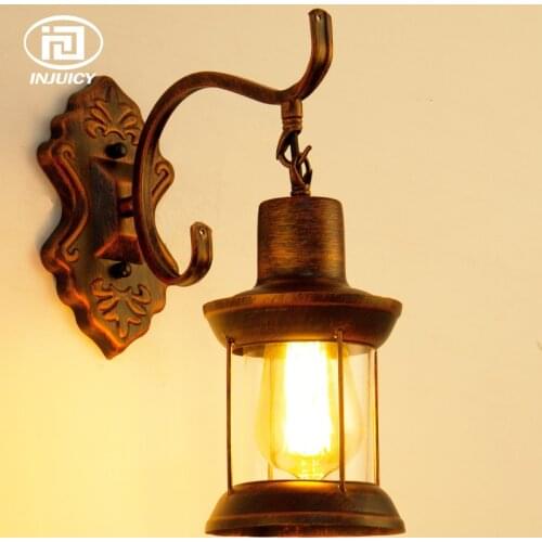 Industrial Vintage Barn Lantern Glass Wall Lights Lamps Shades Kerosene Sconces Brass Wall Lights Horse Lamp for Balcony Cafe