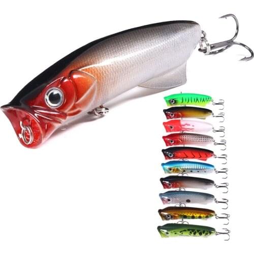 1Pcs Fishing Lures 7.5cm/11.2g Topwater Popper Bait 10 Color Hard Bait Artificial Wobblers Plastic Fishing Tackle With 6# Hooks