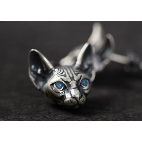 Cute Silver Color Sphink Cat Earrings for Men Women Retro Stud Earrings Gothic Style Cool Earrings Birthday Gifts Party Jewelry