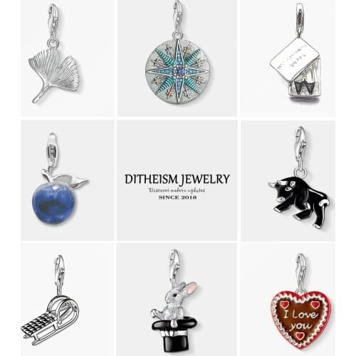 Blue Vintage Star Charms Pendant,2018 Fashion Jewelry 925 Sterling Silver Gift For Women Men Boy Girls Fit Bracelet Necklace Bag