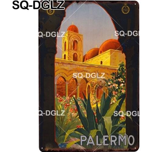 [SQ-DGLZ] PALERMO Metal Sign Vintage Tin Sign Plaque Decor For Home Wall Bar Decor Art Painting Metal Bar Decor