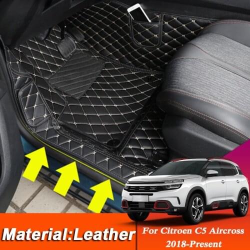 Car Styling Custom Foot Mat For Citroen C5 Aircross 2018-Present Leather Floor Protect Waterproof Pad Auto Internal Accessories