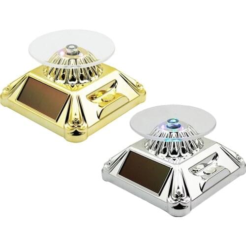 Solar Powered Turntable Rotating Display Stand Light Round Tray Gold color Silver color