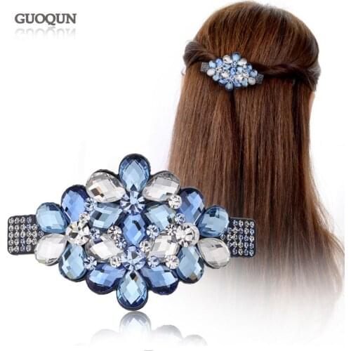 Crystal Hair Barrette - Hair Accessories for Women Girl Rhinestone Ponytail Hair Clip - Hair Ornament for Braids Wedding Party