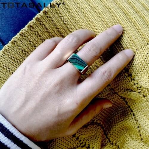 TOTASALLY Fashion Women Stone Rings Rectangle Geo Rings Nature Stone Finger Rings for Party anillos de mujeres Dropship