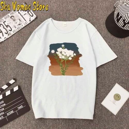 Women Summer T-shirt flower Harajuku Aesthetic T-Shirts Women Oil Painting Funny T-shirt funny printed T-shirt y2k aesthetic
