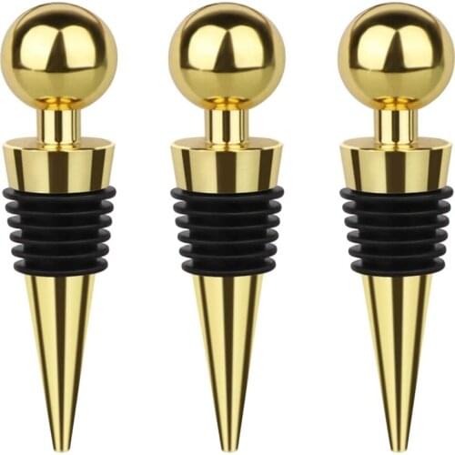 Gold Wine Stoppers Twist Cap Plug Reusable Vacuum Sealed Bottle Cap Champagne Stopper Wine Gifts Bar Tools