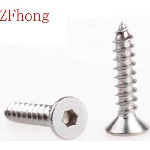 100pcs DIN7991 M3 M4 M5 Stainless steel 304 hex socket countersunk head self tapping screw