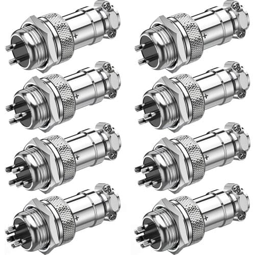 16PCS(Pairs 16mm Thread Male Female Panel Metal Aviation Wire Wire Connector Plug Assortment Kit (2 P / 3 P / 4 P / 5P)