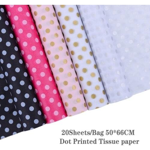 20pcs 50*66cm Dot Print Tissue Papers Flower Wrapping Papers Shoes Gift Packaging Paper Roll Wine Clothing Wrapping Paper