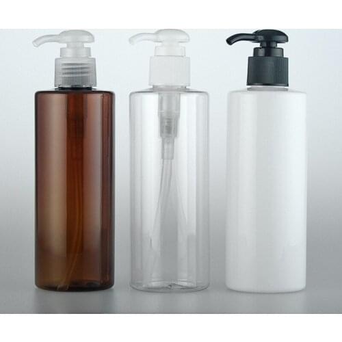 20pcs 250ml empty round lotion pump cosmetic bottle container amber shampoo containers with liquid soap dispenser refill bottle