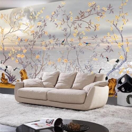Beibehang Custom 3d wallpaper hand-painted flowers and birds hand-painted murals living room bedroom cafe papier peint wallpaper