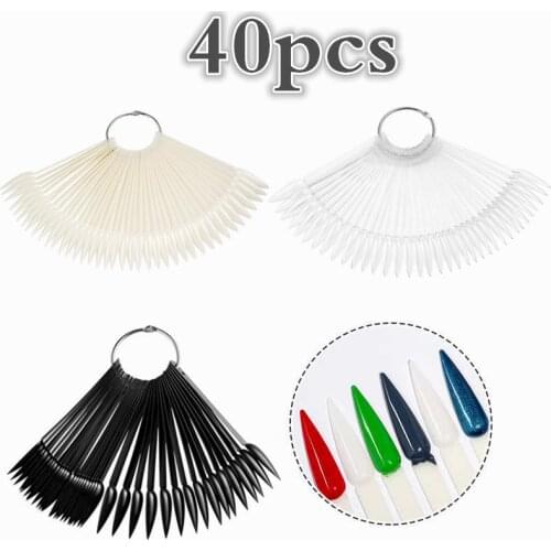 40pcs Professional Salon Practice Card Sharp Fan Shaped Detachable Nail Polish Display Board False Nail Tips