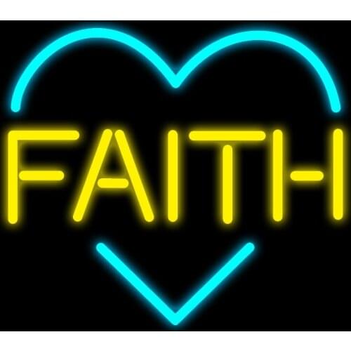 14“ Faith Love Acrylic Custom Neon Light Lamp Sign Beer Bar Handmade Real Glass Decorate Home Wall Room Windows Tube Artwork