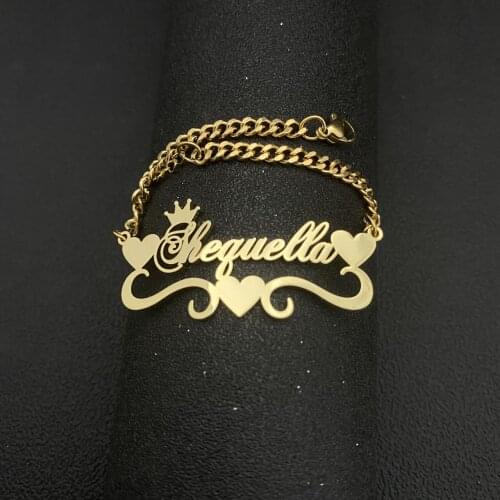 Crown Custom Bracelet Custom Heart Name Bracelet Customized Bracelet Personalized Jewelry For Girlfriend Women