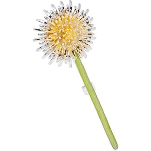 OI Enamel Yellow Dandelion Flower Brooches for Women Mens Weddings Plants Copper Brooch Lapel Pin Gifts Copper Suit Collar Clip