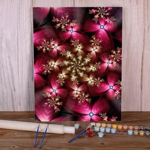 Flower Mandala Coloring By Numbers Painting Package Acrylic Paints 40*50 Canvas Painting Decorative Paintings Handicraft