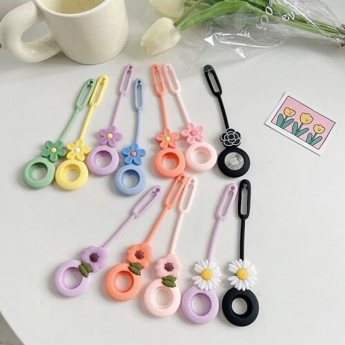 Colorful Flower Keychain For Apple AirTag Anti-Scratch Anti-lost Protective Case Locator Tracker Soft Silicone Protection Cover