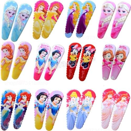 Disney Cartoon Princess Aisa Clip Kids Headwear Hairpin Jewelry Baby Gifts Girl Hair Accessories Snow White Minnie Sofia Belle