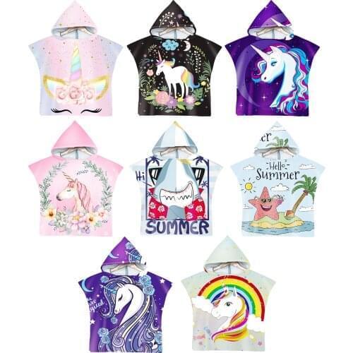 Children Bath Towel Toddler Kid Soft Beach Towels Cloak Bathrobe Baby Hooded Shark Surf Sports Swimming Pool Coverup Poncho Cape