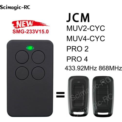 Garage Door Remote Control JCM TECH MUV2 (MUV2-CYC) MUV4 (MUV4-CYC) PRO2 PRO4 868MHz Gate Opener