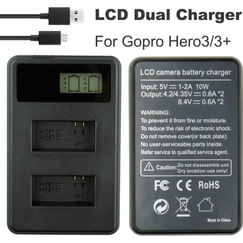 Go Pro AHDBT-301 battery Charger AHDBT 301 AHDBT-201 LCD Dual USB Hero 3 Charger For GoPro Hero3 3+ Action Camera Accessories
