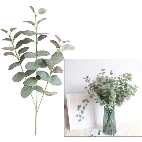 Artificial Plants Eucalyptus Leaf Plastic Green Leaves Fake Flower Plant Wedding Home Decoration Table Decors