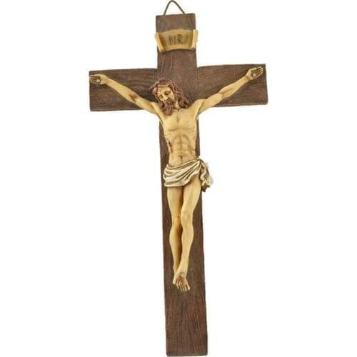 Resin Crafts Home Decoration Accessories Catholic Figura Decorativa Crucified Wall Cross Jesus Statue