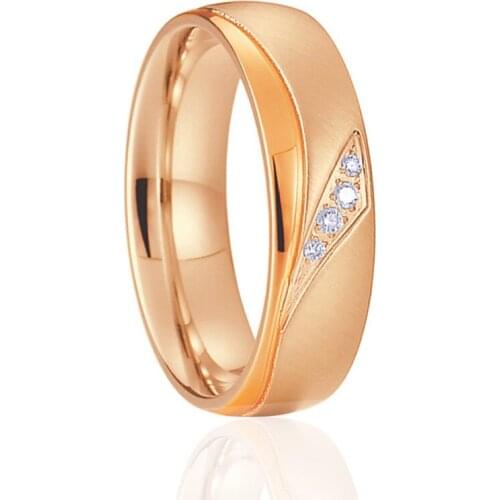 Rose gold ring women lovers alliance cz diamond 14k plated stainless steel couple wedding engagement rings female ladies