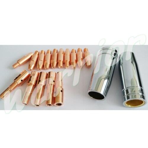 17pcs Contact Tips Holder Nozzles Accessories Kit For MB 25AK MIG Welding Torch M6*28*1.2