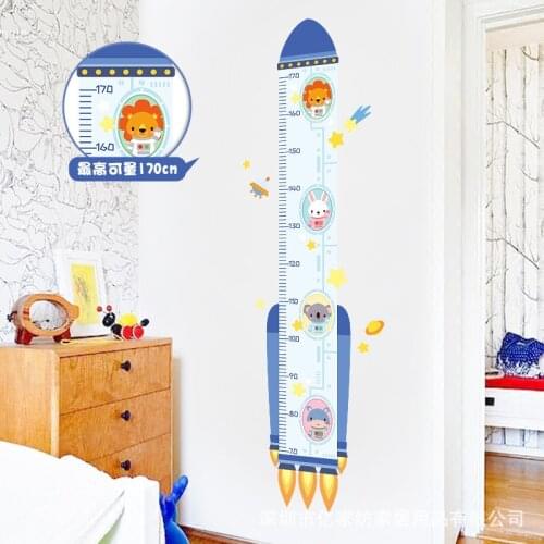 Creative Rocket Height Sticker Baby Growing Height Chart Wall Sticker for Kids Bedroom Kindergarten Wall Decoration Cartoon