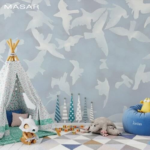 MASAR Analog painted dense white dove mural living room TV background wall bedroom bedside wallpaper Peace pigeon