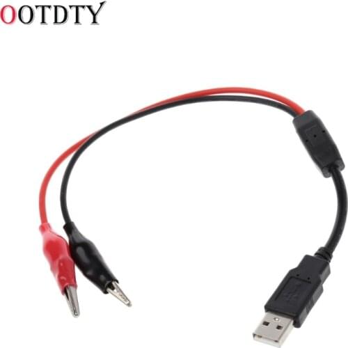 Copper Alligator Clips with Wire Male USB Connector Test Leads Crocodile Clamp