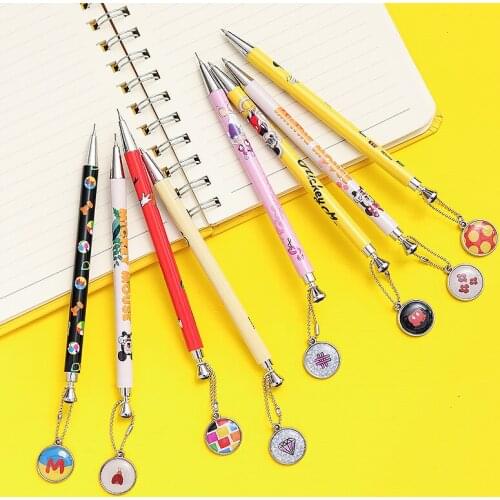 Genuine Disney Mickey Mouse Mechanical Pencil + Creative Ballpoint Pen Set Student Stationery Girls Gel Pen Elsa Princess Cute