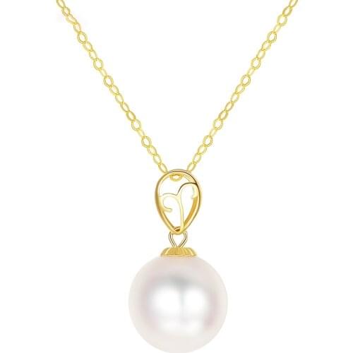 MetJakt Womens 18K Gold round Tahitian Pearl Pendant Elegant Atmosphere Gorgeous Necklace