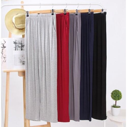 Mens Modal Sleep Bottom Loose Fit Pajamas Trousers Homewear Sleep And Lounge Long Underwear Elastic Waist Soft Big Size Hot Sale