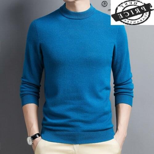 High Quality 100% Wool Winter Pullover Men Clothing 2021 Korean Casual Warm Oversized Mens Sweater Fashion Pull Homme LW