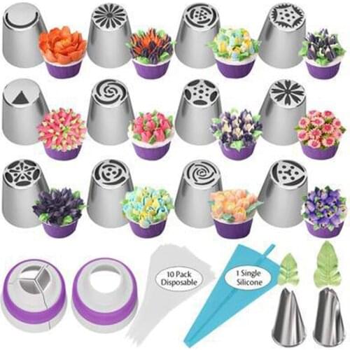 MXHAOYU 27Pcs/Set Leaf Decorating Mouth Cake Baking Tools Piping Bag Household Kitchen Accessories Dessert Cookie Cream Supplies