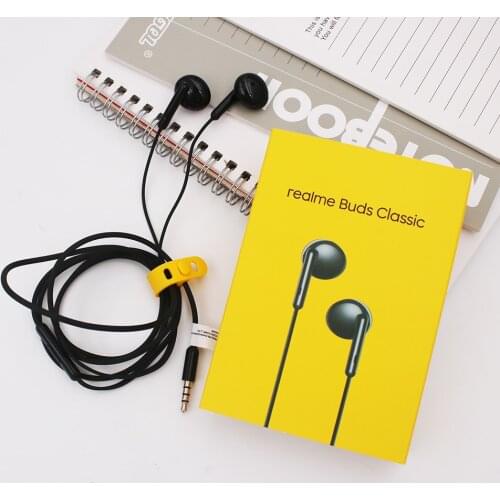 Original Realme Buds Classic Earphone 3.5mm Half In-Ear Earbuds Wired Built-in Microphone Bass Headset For Realme GT NEO Q3 Pro