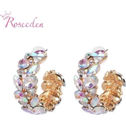 New Handmade Bohemia Earrings Fashion Shiny AB Rhinestones Women Earrings Female Wedding Earrings Party Jewelry RE3734