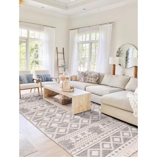 New Tassel American Living Room Carpet Retro Persian Bedroom Wool Woven Carpet Hall Nordic Tassel Soft Carpets Handmade Bedside