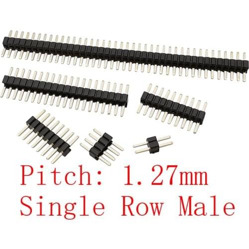 Pitch 1.27mm Single Row Male Plug Pin Header PCB Board Pinheader Straight Connector 2P 3P 4P 5P 6P 8P 10P 12P 15P 20P 40P 50Pin