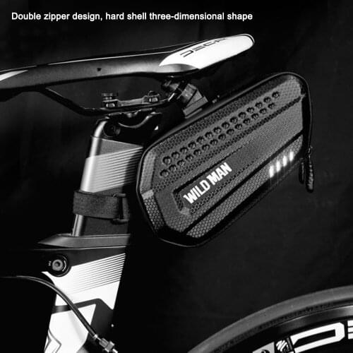 WILD MAN 1.2L Rainproof Hard Shell Bike Saddle Bag Under Seat For Road Mountain Bicycle Cycling Bicycle Seat Pack Bike Rack