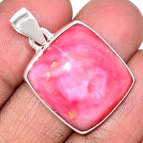 Genuine PINK OPAL Pendant 925 Sterling Silver, Total Length : 35.9 mm, AP6948