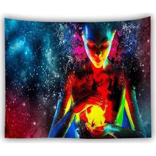 Psychedelic Alien Tapestry Wall Hanging Fantasy Macrame Wall Tapestry Hippie Wall Blanket Home Backdrop Art Decor Cloth Tapestry