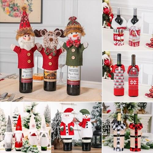 Christmas Wine Bottle Cover Merry Christmas Decoration For Home 2020 Christmas Ornaments Xams Gifts New Year 2021 Cristmas Decor