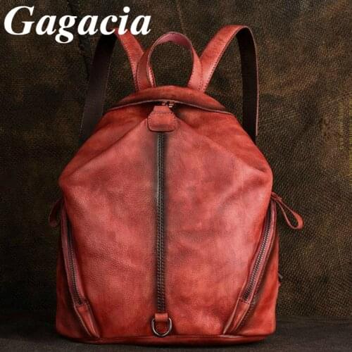 Gagacia Womens Fashion Backpack Luxury Genuine Leather Vintage Backpacks New Female Handmade Embossed High Quality Travel Bag