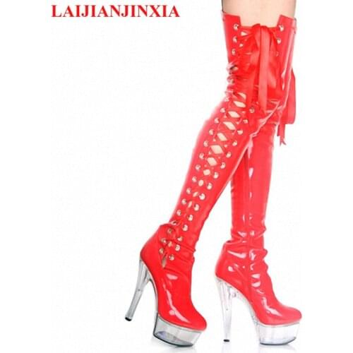 New High Heel Over-the-Knee Peep Toe Long Boots Women Sexy Boots Special Pole Dancing Boots 15cm High Heel Dance Shoes