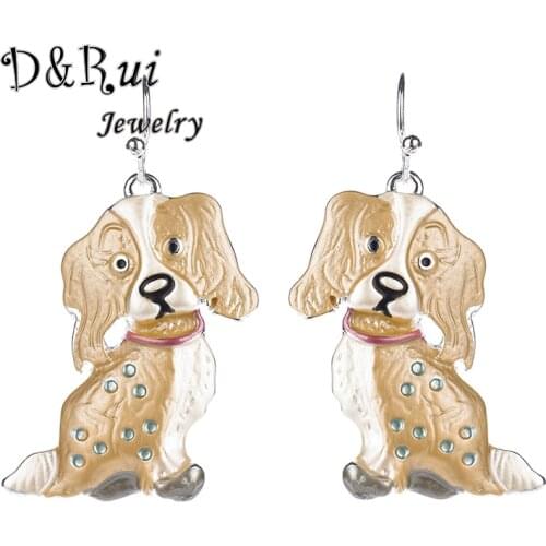 2020 New Design Cute Dog Earrings Yellow/Blue Enamel Alloy Dangle Earring Female Wedding Fashion Jewelry Gifts for Girls Kids